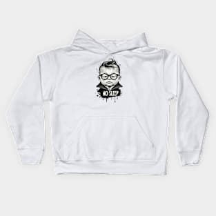 No Sleep Baby - Serious Look with Glasses Kids Hoodie